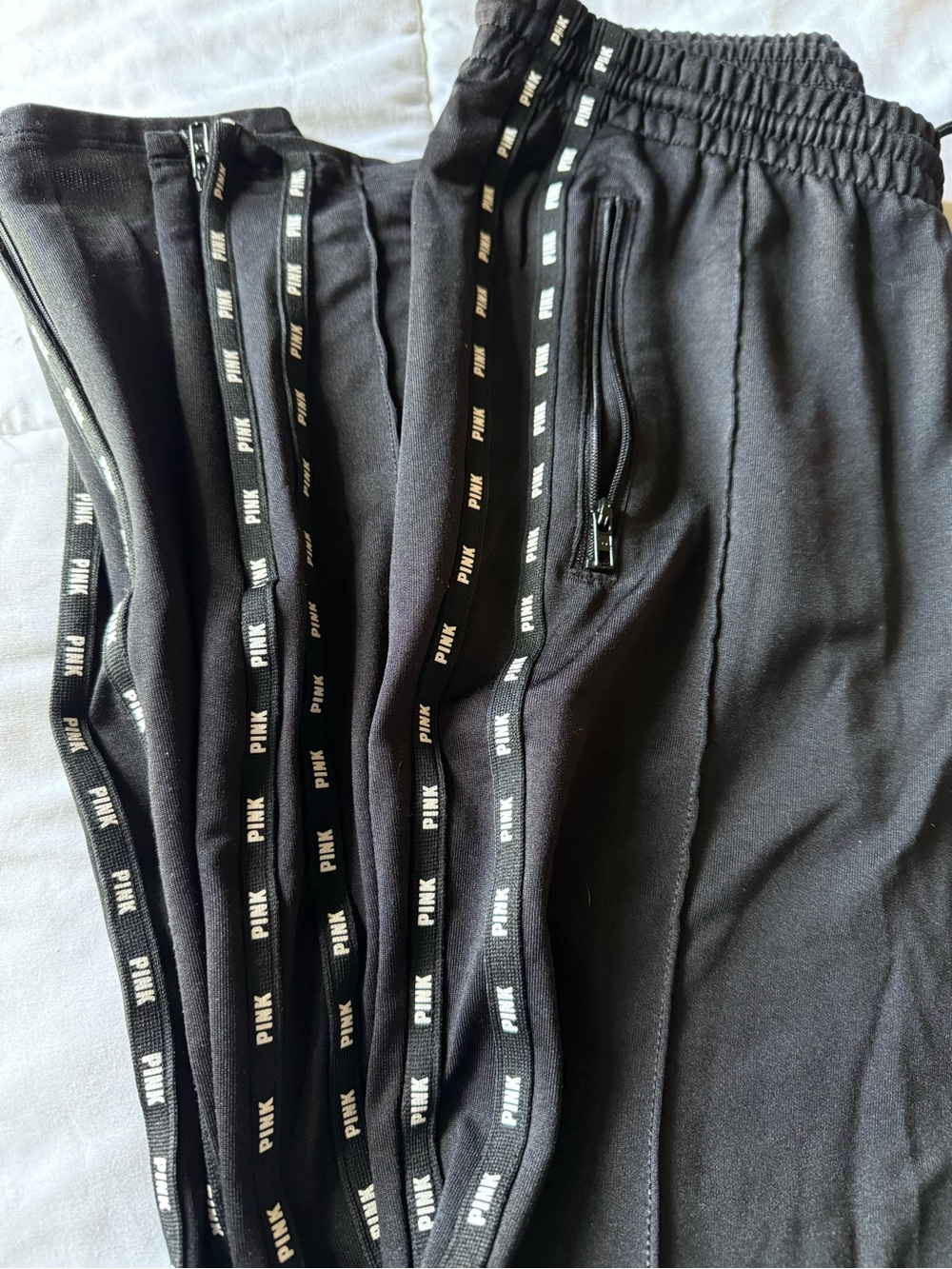 PINK Victoria's Secret Black Track Joggers with Branded Trim